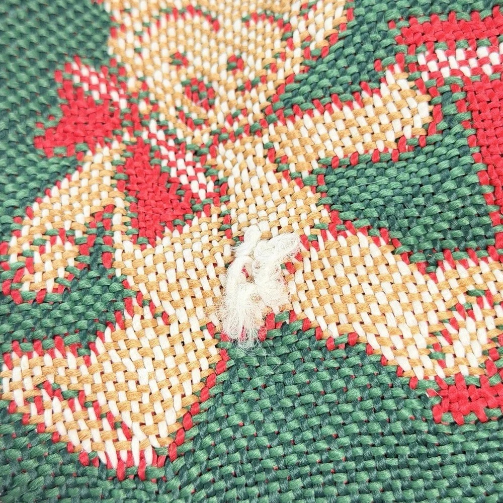 VTG Christmas Teddy Bear Train Woven Throw Blanket 49x56 Fringe Holiday Decor